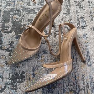 Lulus Keiza Nude Rhinestone Heels